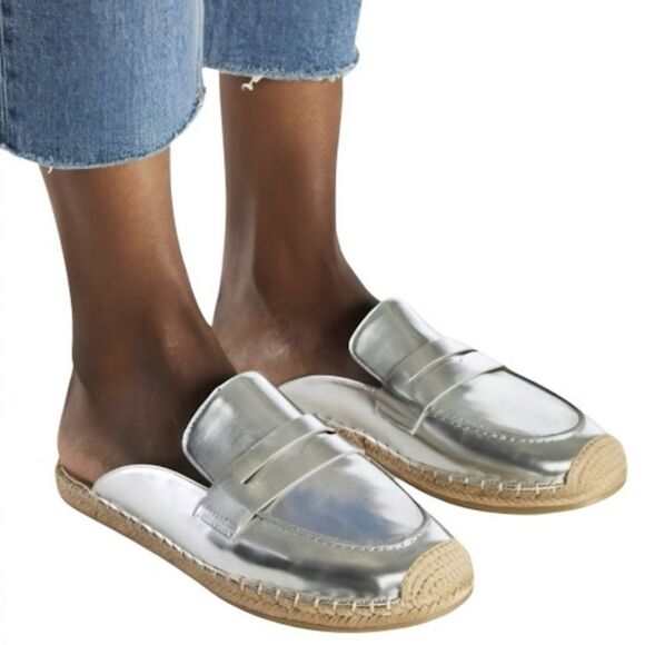 JustFab Ailana Flat Mule Metallic Slip-On Espadrille - Picture 14 of 16